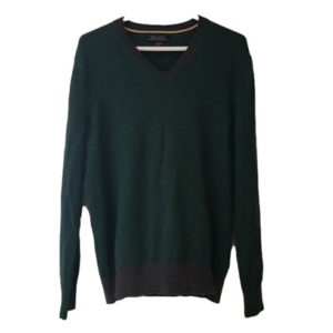 Banana Republic Merino Wool Slim Fit Pullover Sweater Mens XL Green V-Neck
